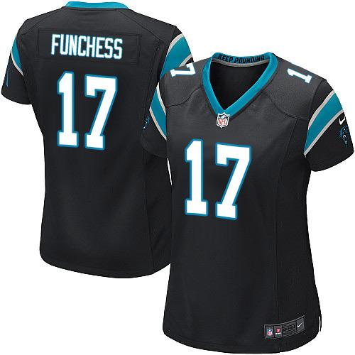 Nike Panthers #17 Devin Funchess Black Team Color Women's Stitched NFL Elite Jersey